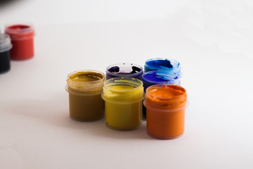 Colorful sample paint pots