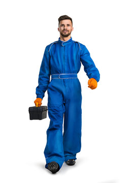 Professional Service Man With Toolbox Isolated