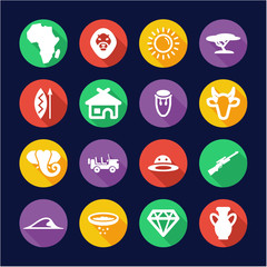 Fototapeta premium Africa Icons Flat Design Circle