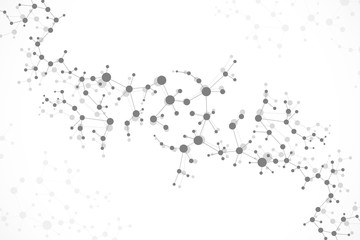 Structure molecule and communication Dna, atom, neurons. Science concept for your design. Connected lines with dots. Medical, technology, chemistry, science background. Vector illustration.
