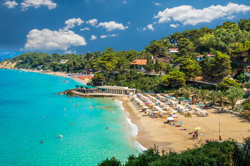 Platis Gialos and Makris Gialos Beach, Kefalonia island, Greece. Spectacular view over the beaches...