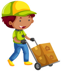 Deliveryman delivering two packages