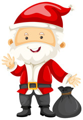 Santa holding black bag
