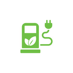 refill bio electric automobile eco green simple icon on white ba