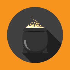 Vector isolated icon of cauldron for Halloween with shadow.