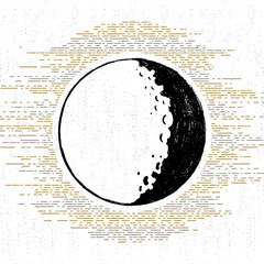 Hand drawn Halloween icon with a textured full moon vector illustration. © SlothAstronaut