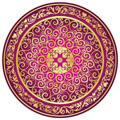Round gold-purple vintage pattern
