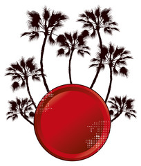 red surf glossy shield with palm