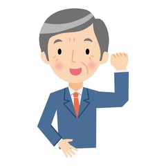 気合いを入れるシニアビジネスマン
