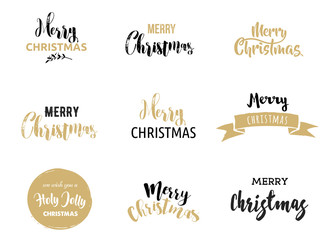 Merry Christmas lettering and typography for greeting card, poster, banner