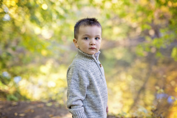 Beautiful child in autumn Park