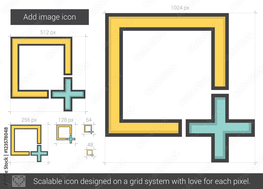 Poster add image line icon.