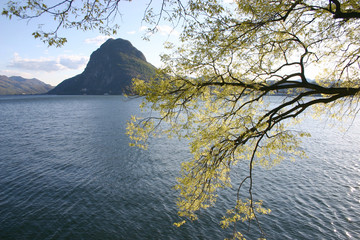 Obraz na płótnie Canvas Lugano, its lake and the Monte San Salvatore
