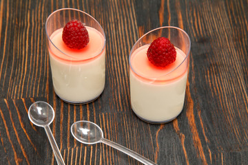 Panna cotta with raspberry jelly