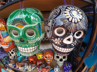 day of the dead skulls in shop 