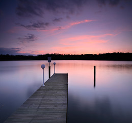 Fototapeta premium Lake at Sunset, Wooden Pier