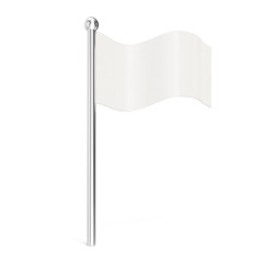 3d illustration blank white flag isolated on white background