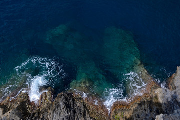Rocky sea shore in Manarola