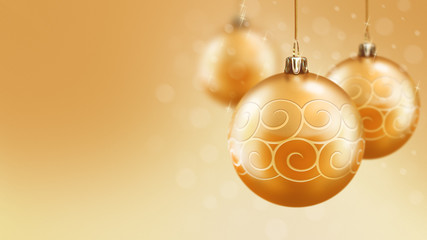 Christmas and new year gold balls background