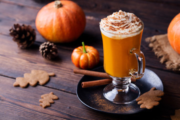 Pumpkin smoothie, spice latte. Boozy cocktail