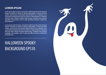 Halloween spooky background. Funny ghost. Vector eps10