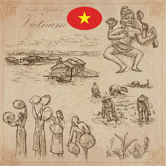 Vietnam. Pictures of Life. Vector pack. Hand drawings.