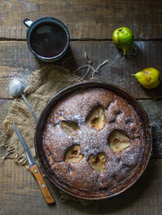 Chocolate pie with pears