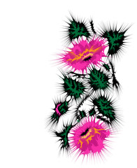 Color abstract image of flowers (poppies) using traditional Ukrainian elements with needles .