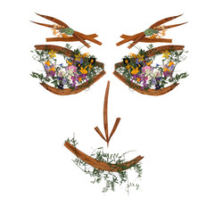 application, face of dried pressing bright flowers