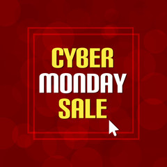Cyber monday sale dark red bubble background with text.