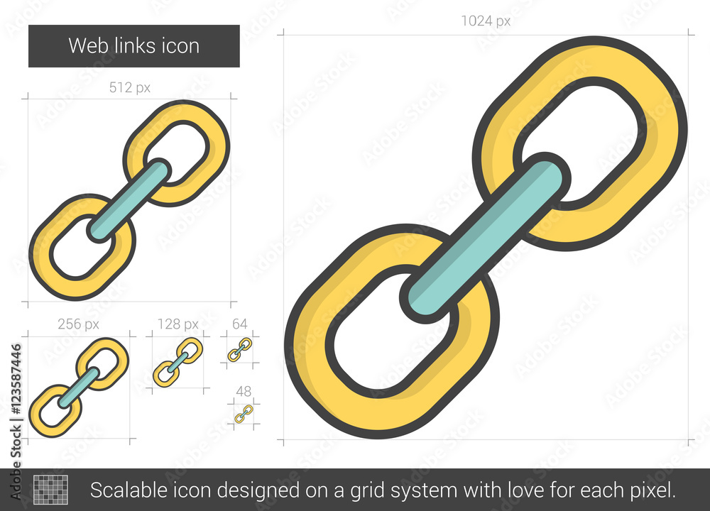 Poster web links line icon.