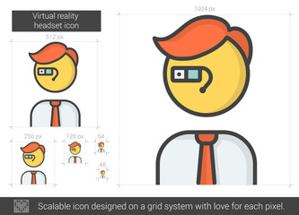 Virtual reality headset line icon.