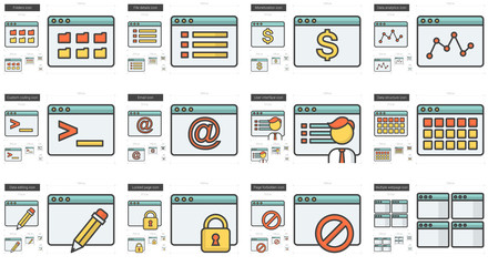 Application line icon set.