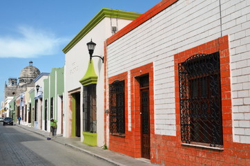 View of street in Campeche City Mexico.