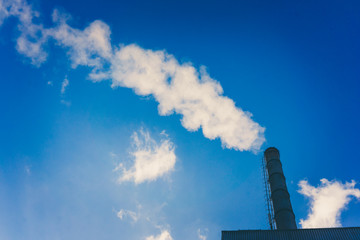 Smoke from smokestack.  Smoke atmosphere emission. Dirty smoke o