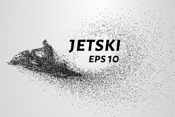 Fototapeta na wymiar Jetski of particles. The waves rushing jetski. Vector illustration