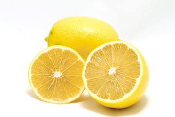 Citrus fruit: ripe lemons isolated on white background
