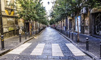 Street in the historic center of Naples, Italy