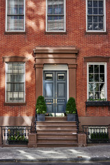 the front of a brownstone building