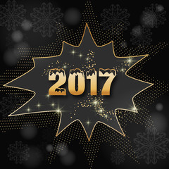 Stylish Text 2017 with pop art explosion for Happy New Year Celebration.