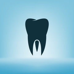 Flat paper cut style icon of tooth. Dentistry symbol