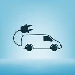 Flat paper cut style icon of an eco car