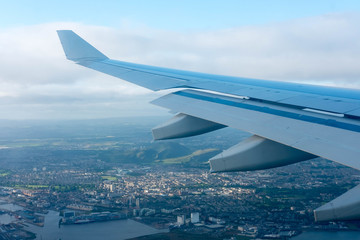 Fototapeta premium Sky and cloud seen from window of airplane