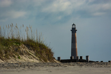 Historic lighthouse in South Carolina.  Morris Island lighthouse.  Travel destination. 