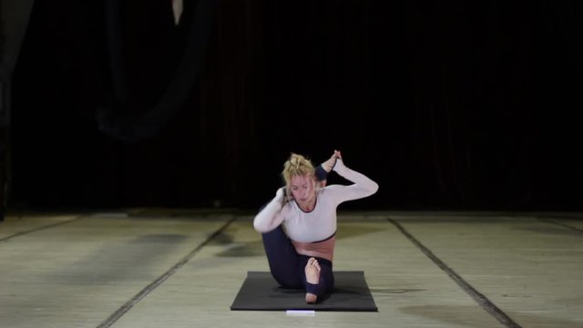 Yogi girl with a good stretching