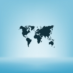 Flat paper cut style icon of World Map
