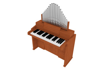 wooden harmonium isolated 3D illustration