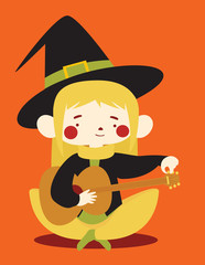 Cute Witch Tuning Acoustic Guitar