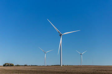 Wind turbines in a Kansas field.