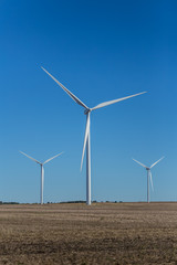 Fototapeta premium Wind turbines in a Kansas field.